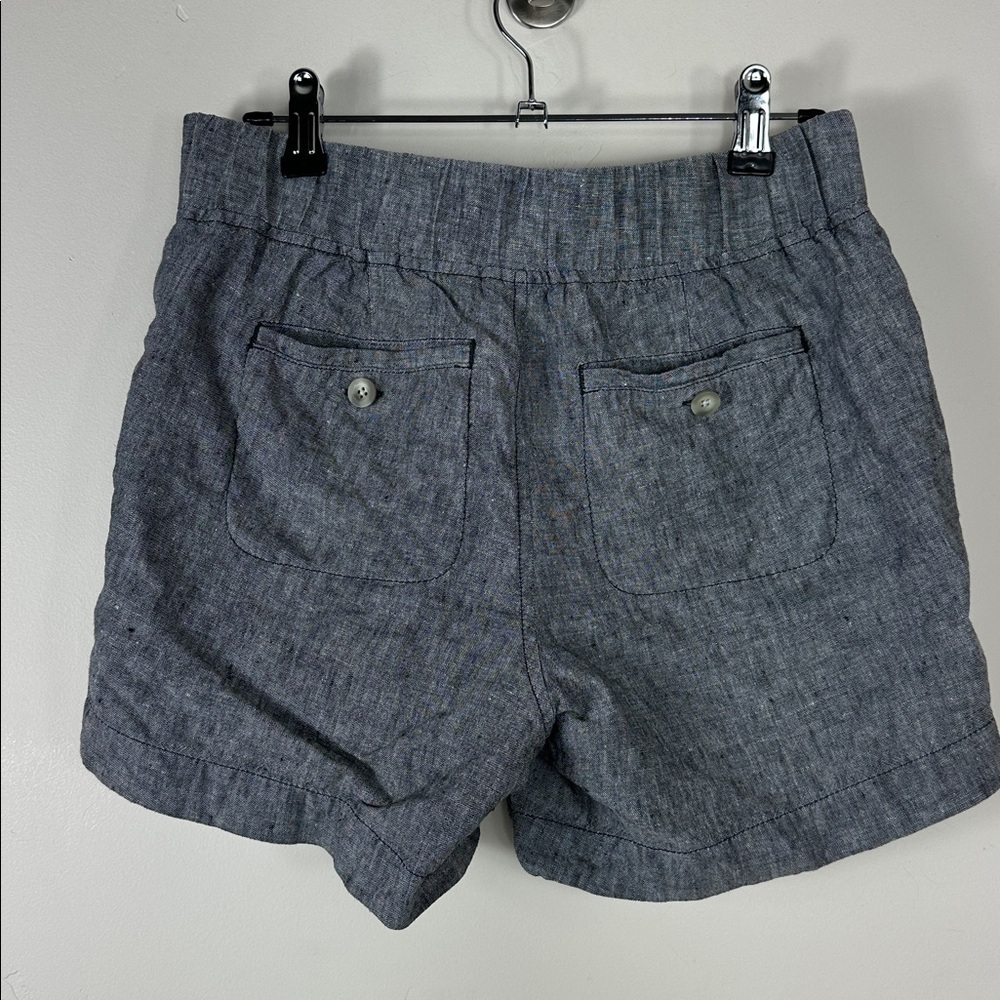 Athleta Blue Heathered Linen Drawstring Shorts 4 - Picture 7 of 9